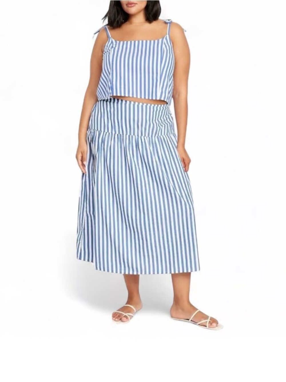 Old Navy Blue & White Striped crop top and skirt set